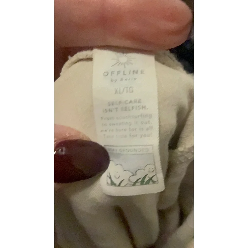 Offline by Aerie Ribbed Wide Leg Lounge Pants‎ Cream XL TG